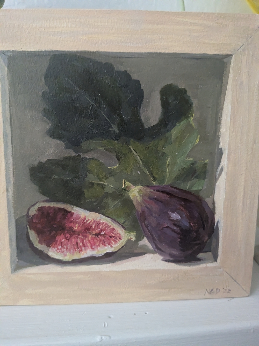 Fig Still Life Canvas Art Print in Purple and Green by